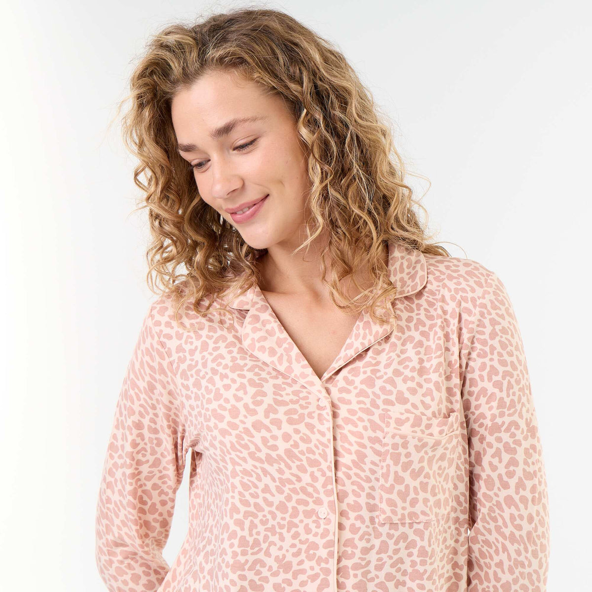 Pyjama long en maille douce stretch - 2 pièces ROSE