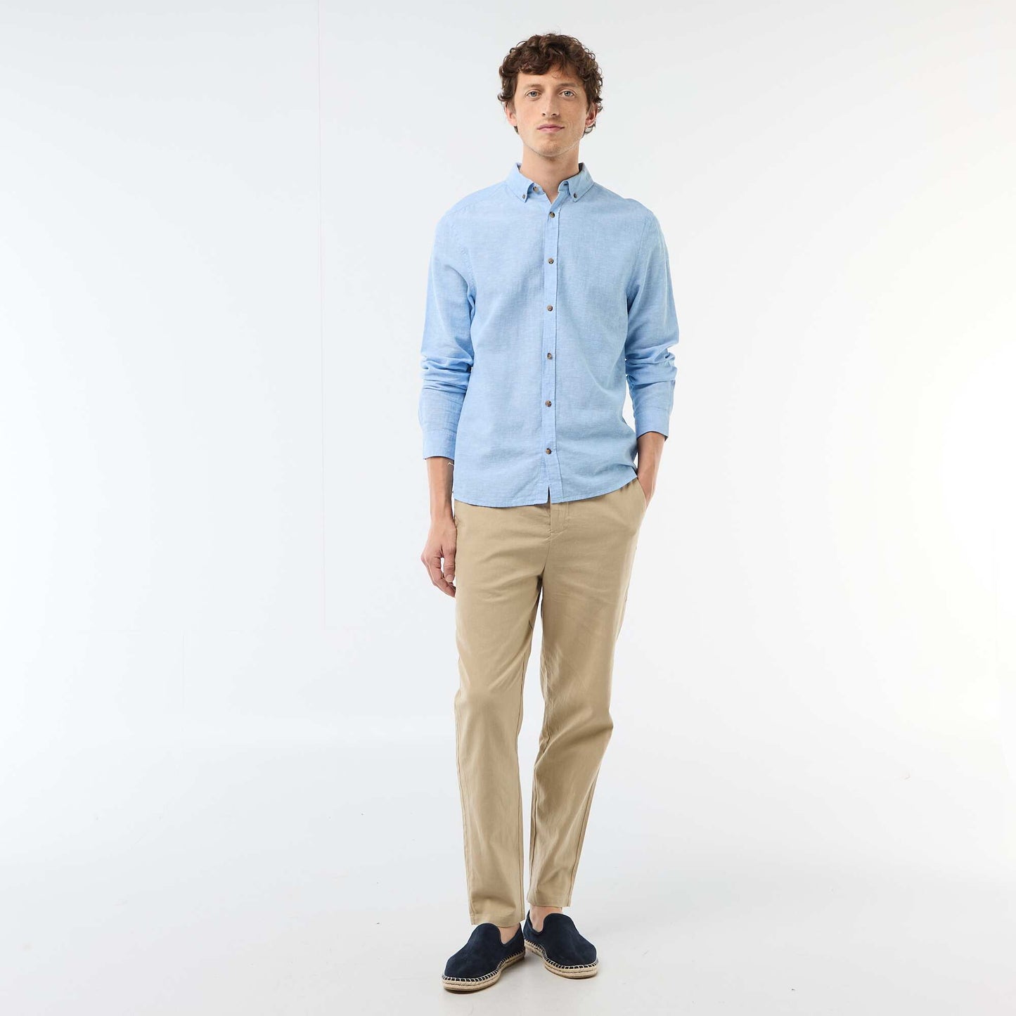 Chemise en lin mélangé BLANC