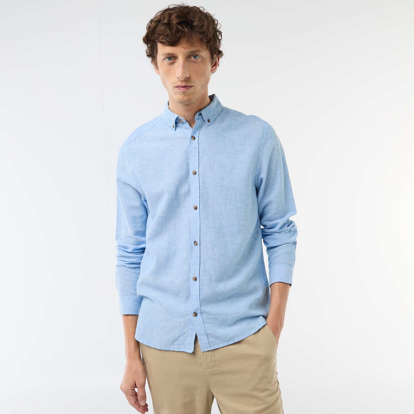 Chemise en lin mélangé BLANC