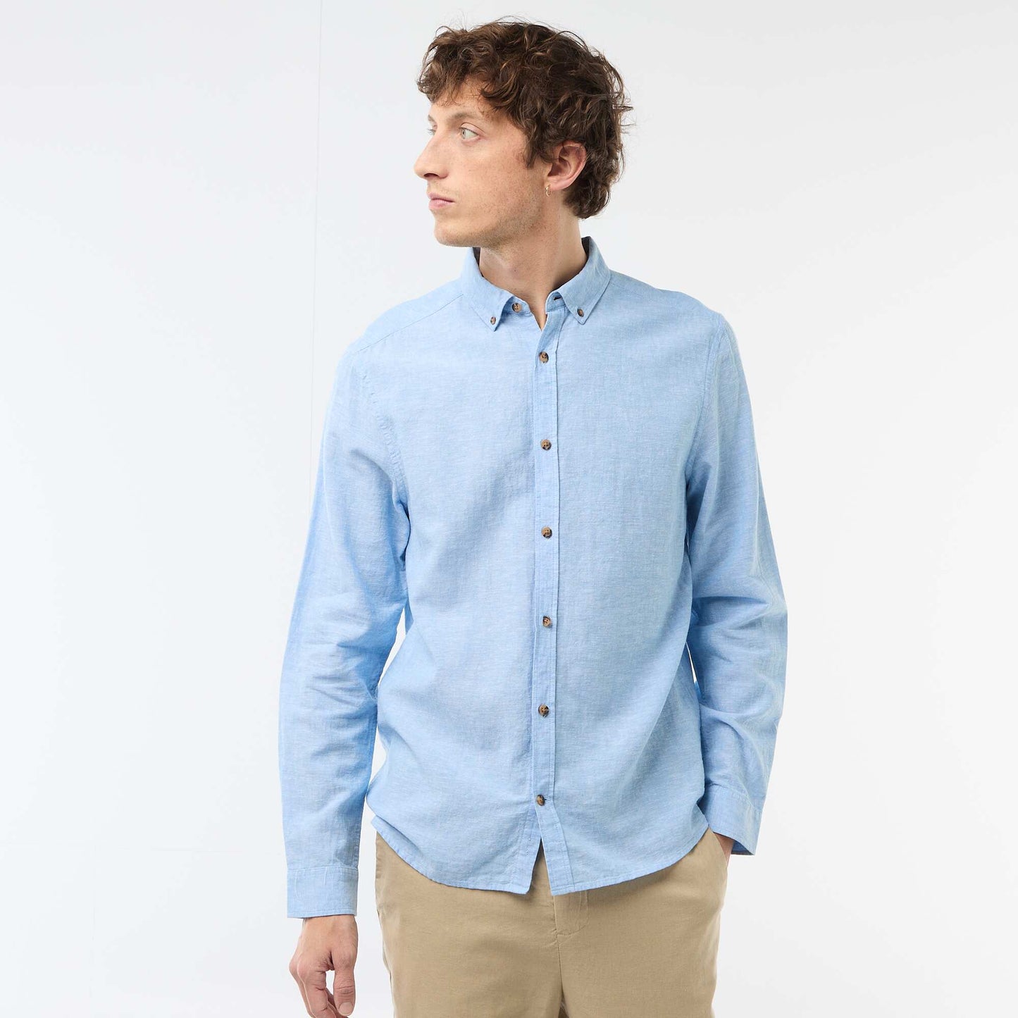 Chemise en lin mélangé BLANC