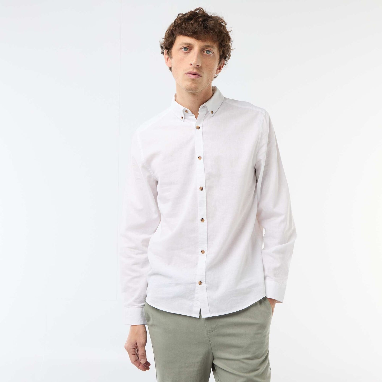 Chemise en lin mélangé BLANC
