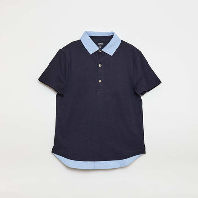 Polo effet 2-en-1 à manches courtes BLEU