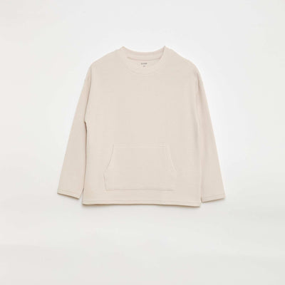 T-shirt avec poche kangourou en maille Ottoman BLANC