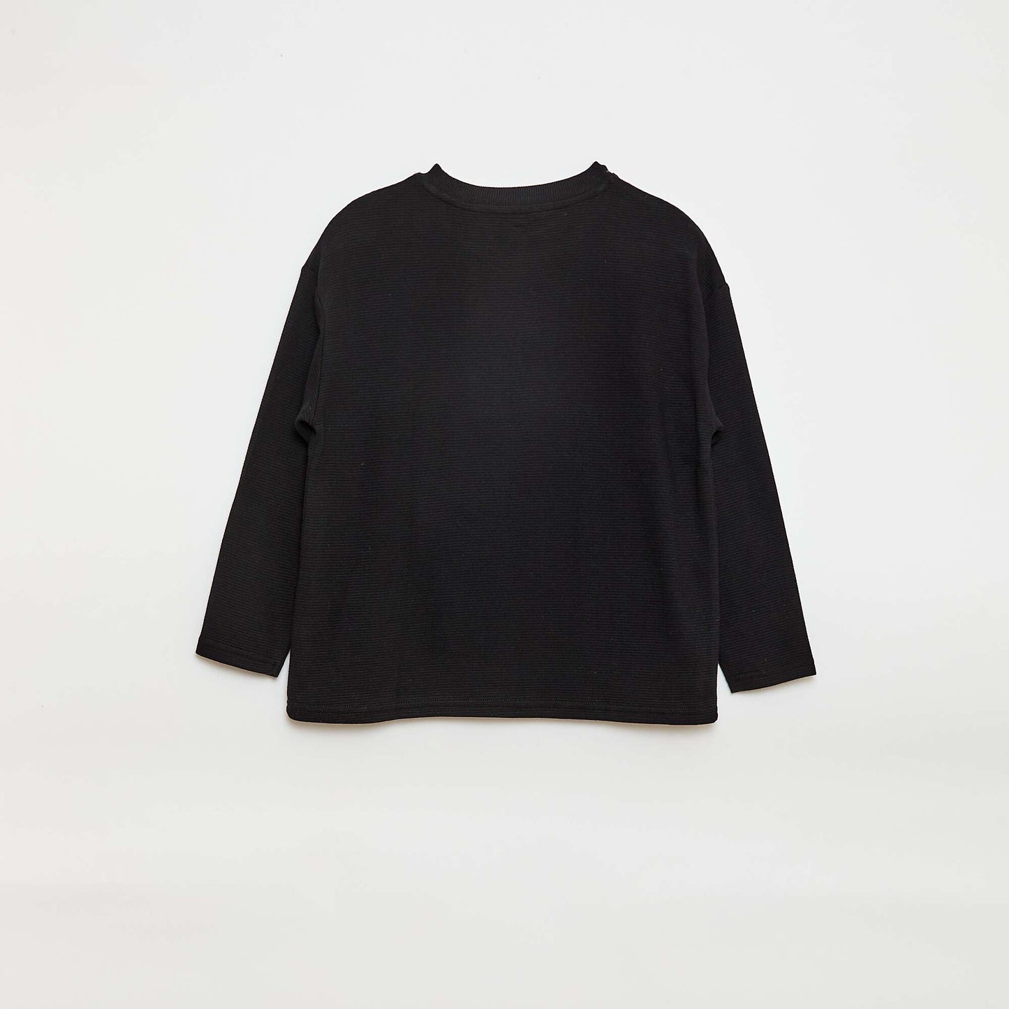 T-shirt avec poche kangourou en maille Ottoman NOIR