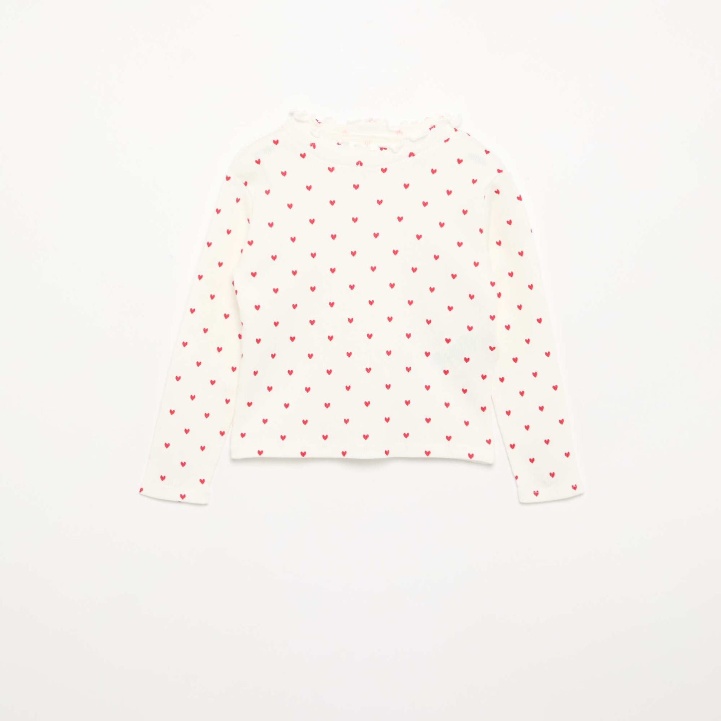 Tee-shirt rib col ondulé BLANC