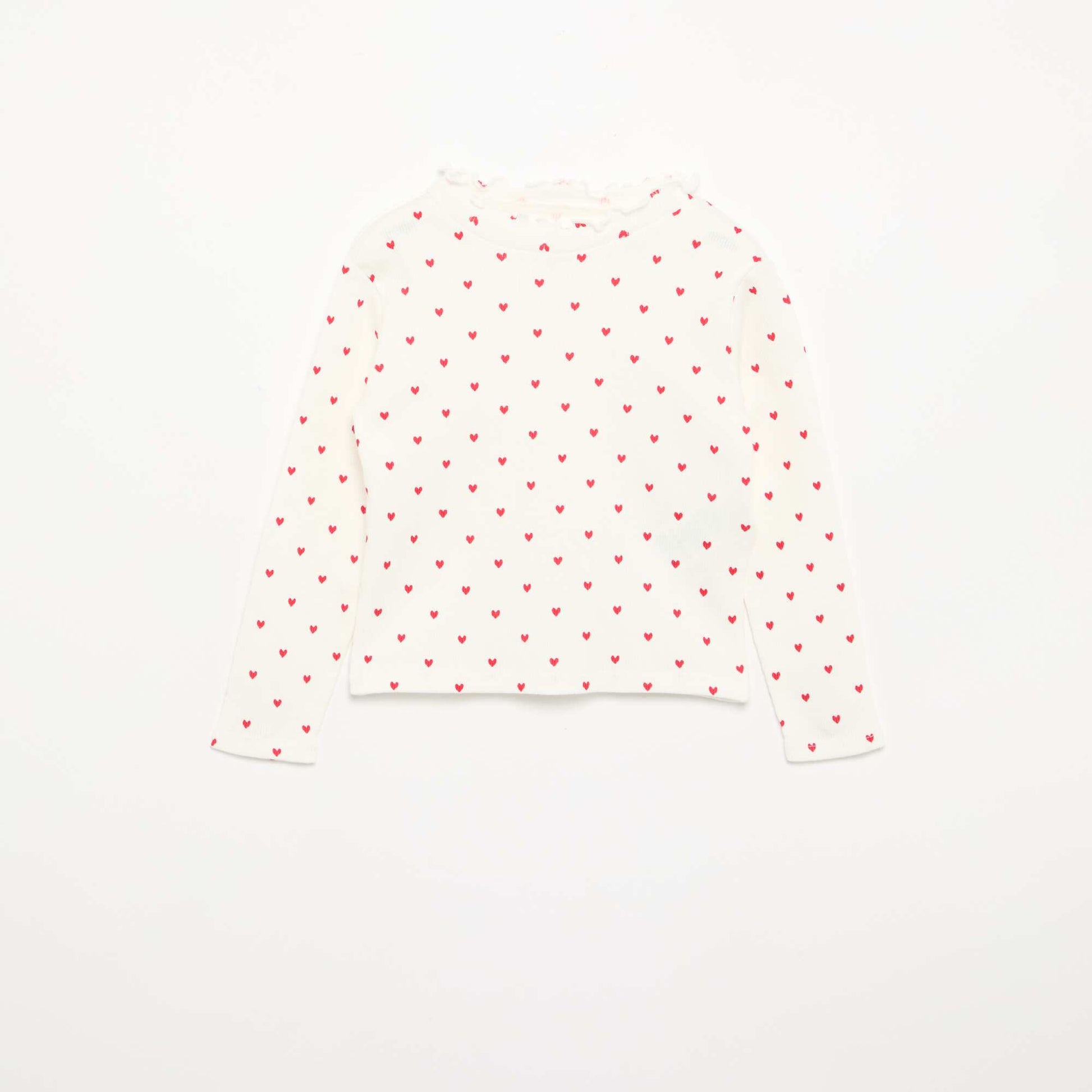 Tee-shirt rib col ondulé BLANC