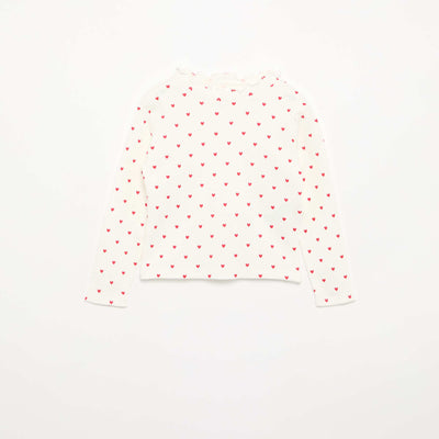 Tee-shirt rib col ondulé BLANC