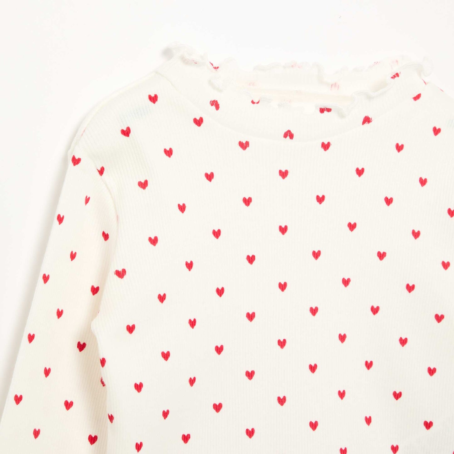 Tee-shirt rib col ondulé BLANC