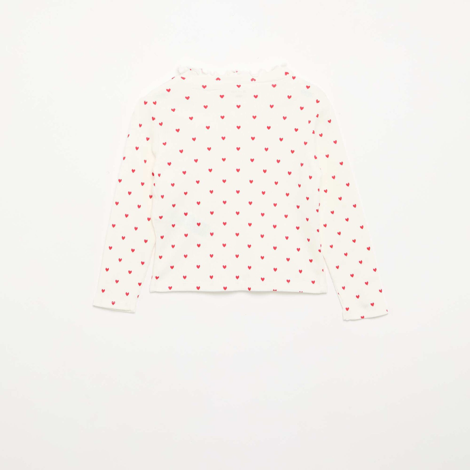 Tee-shirt rib col ondulé BLANC