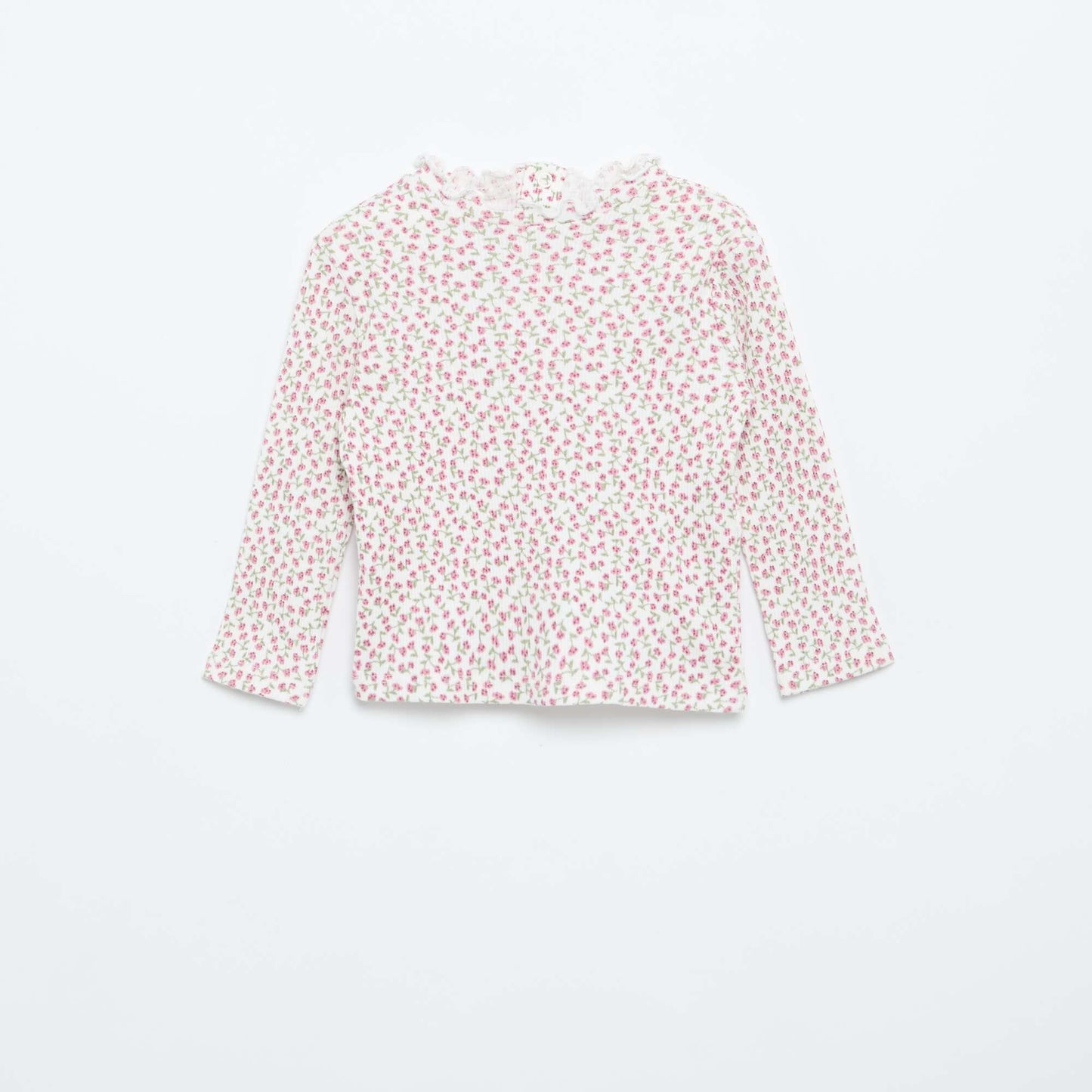 Tee-shirt rib col ondulé BLANC