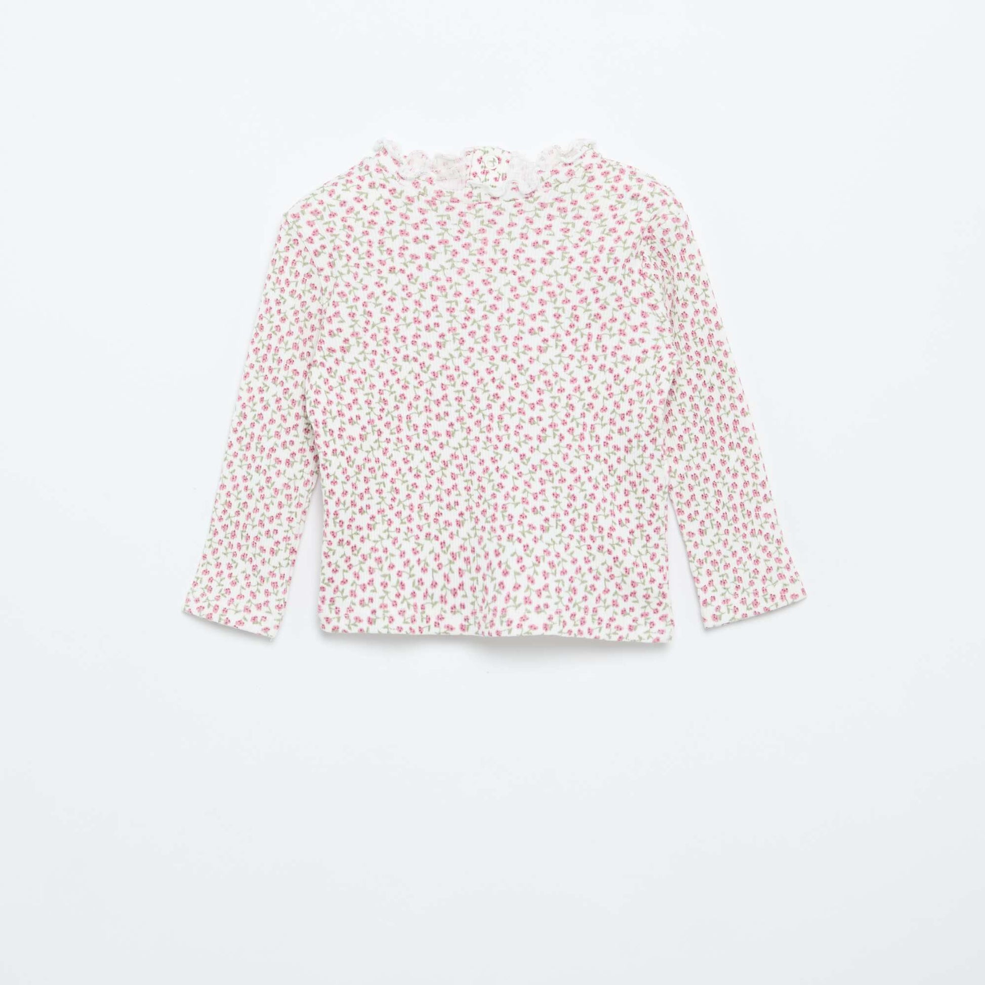 Tee-shirt rib col ondulé BLANC