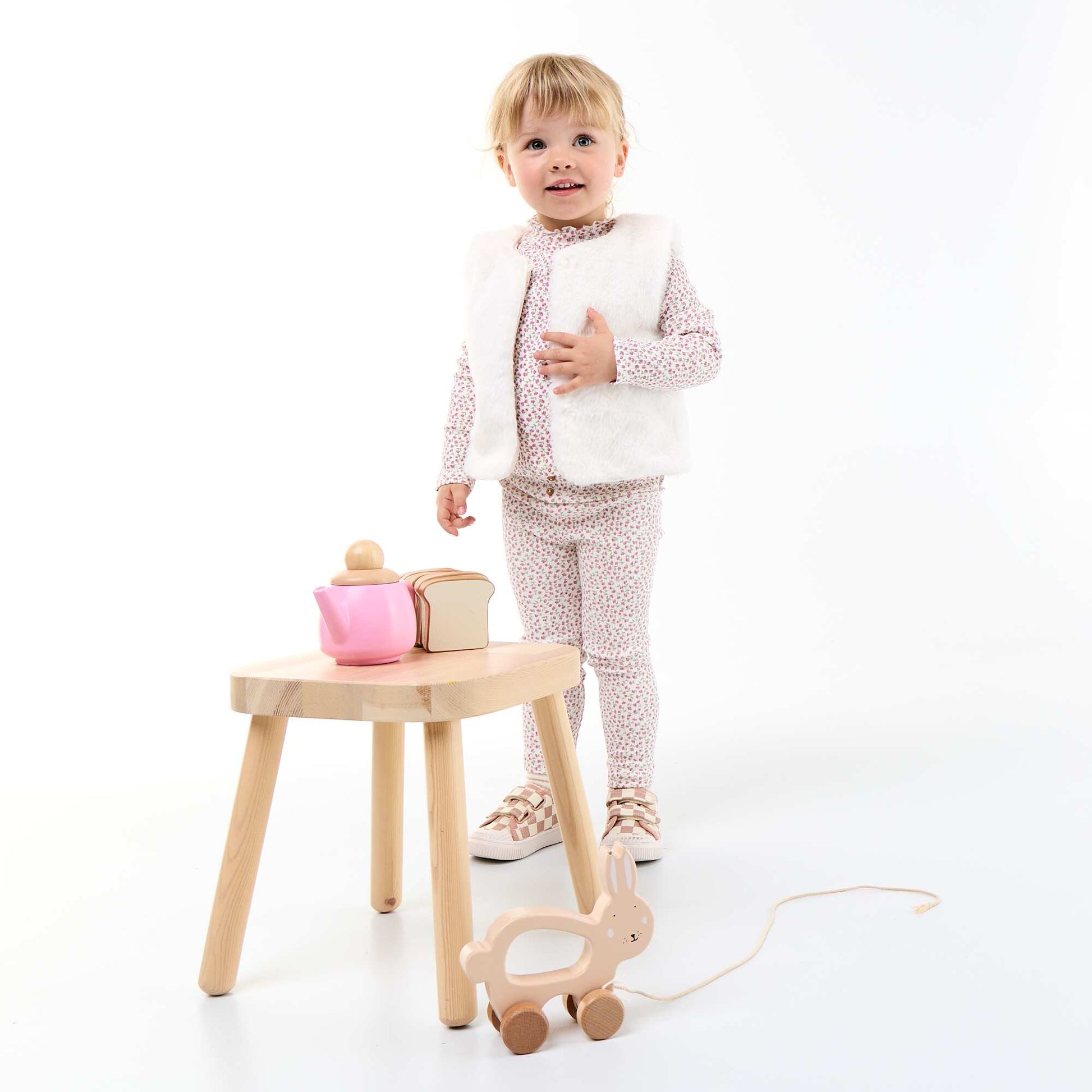 Tee-shirt rib col ondulé BLANC