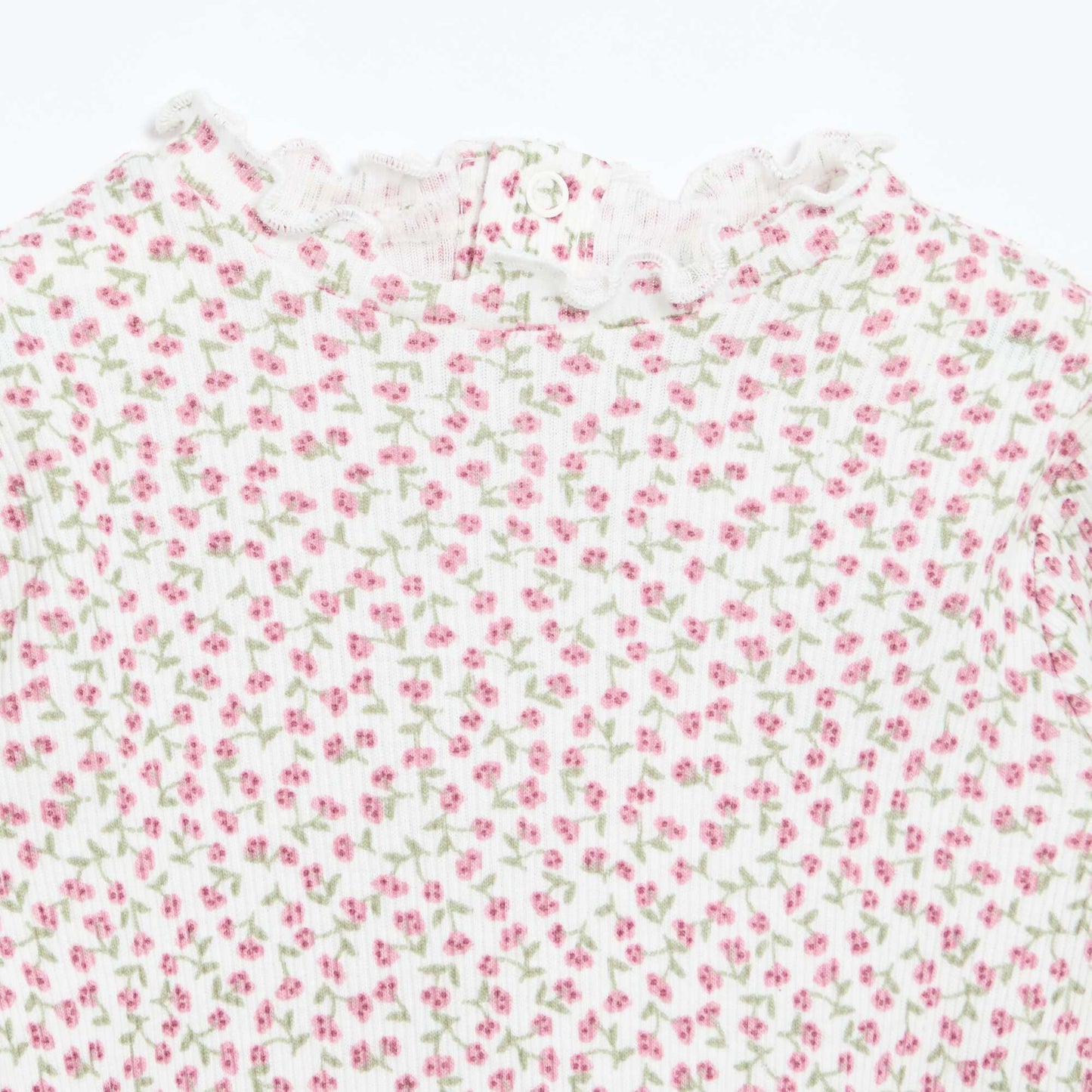 Tee-shirt rib col ondulé BLANC