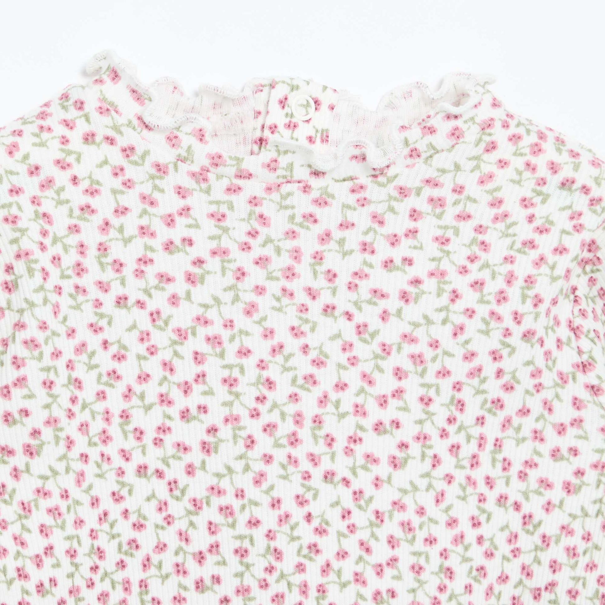 Tee-shirt rib col ondulé BLANC