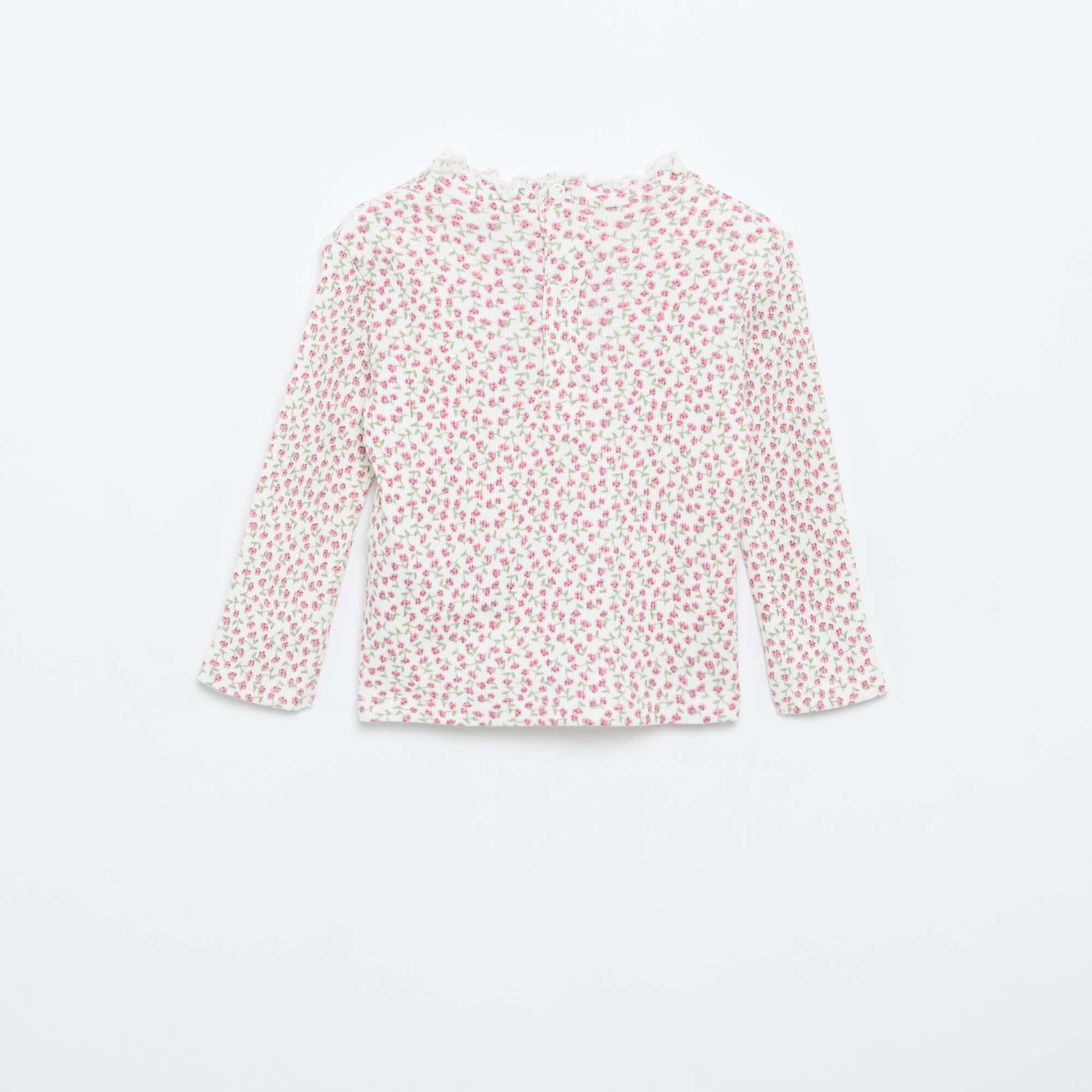 Tee-shirt rib col ondulé BLANC