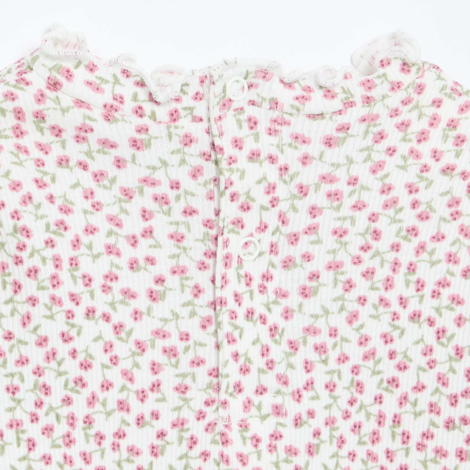 Tee-shirt rib col ondulé BLANC
