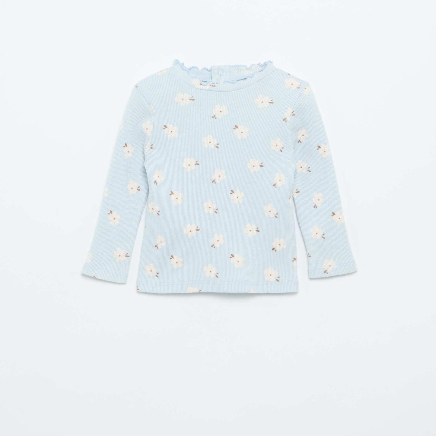 Tee-shirt rib col ondulé BLEU