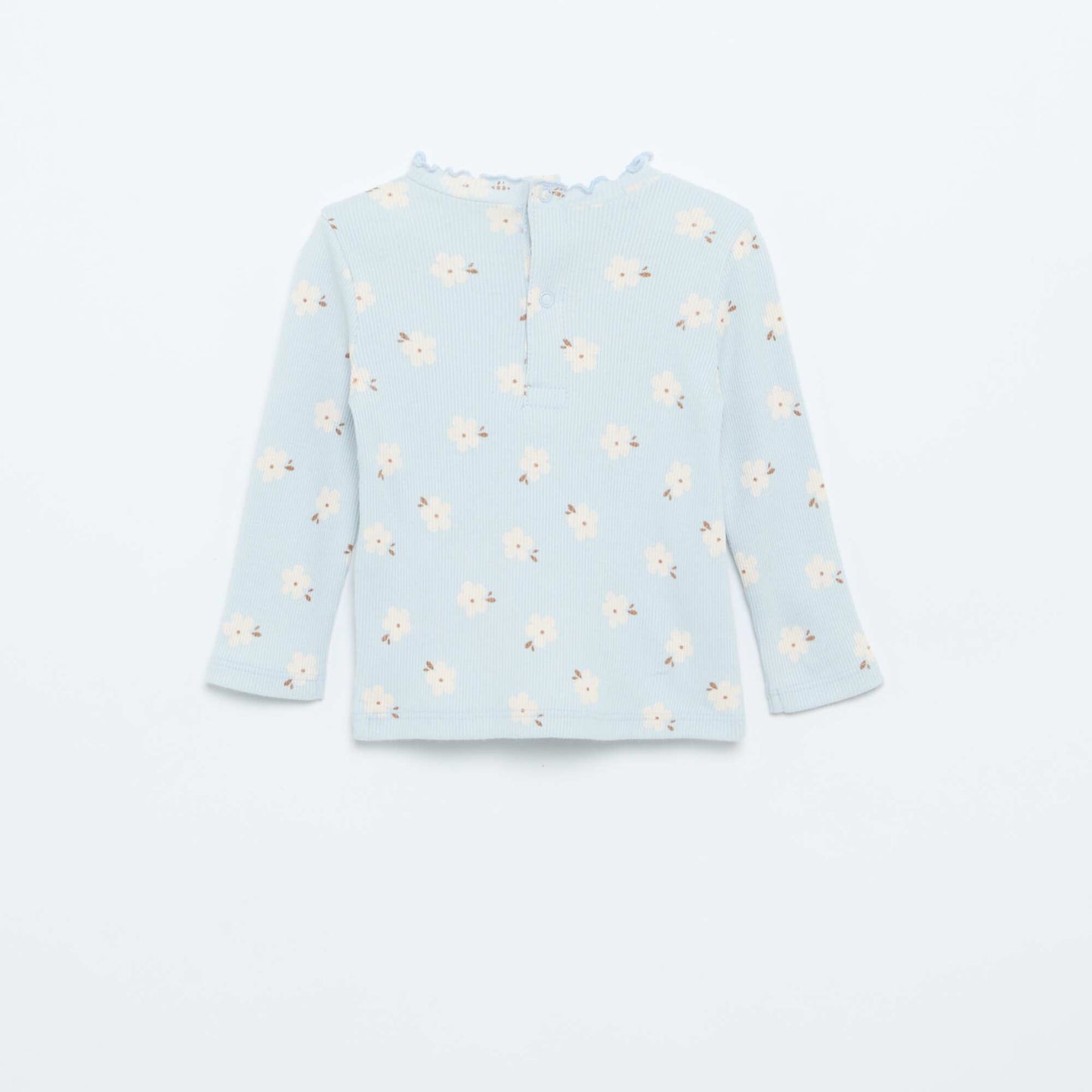 Tee-shirt rib col ondulé BLEU