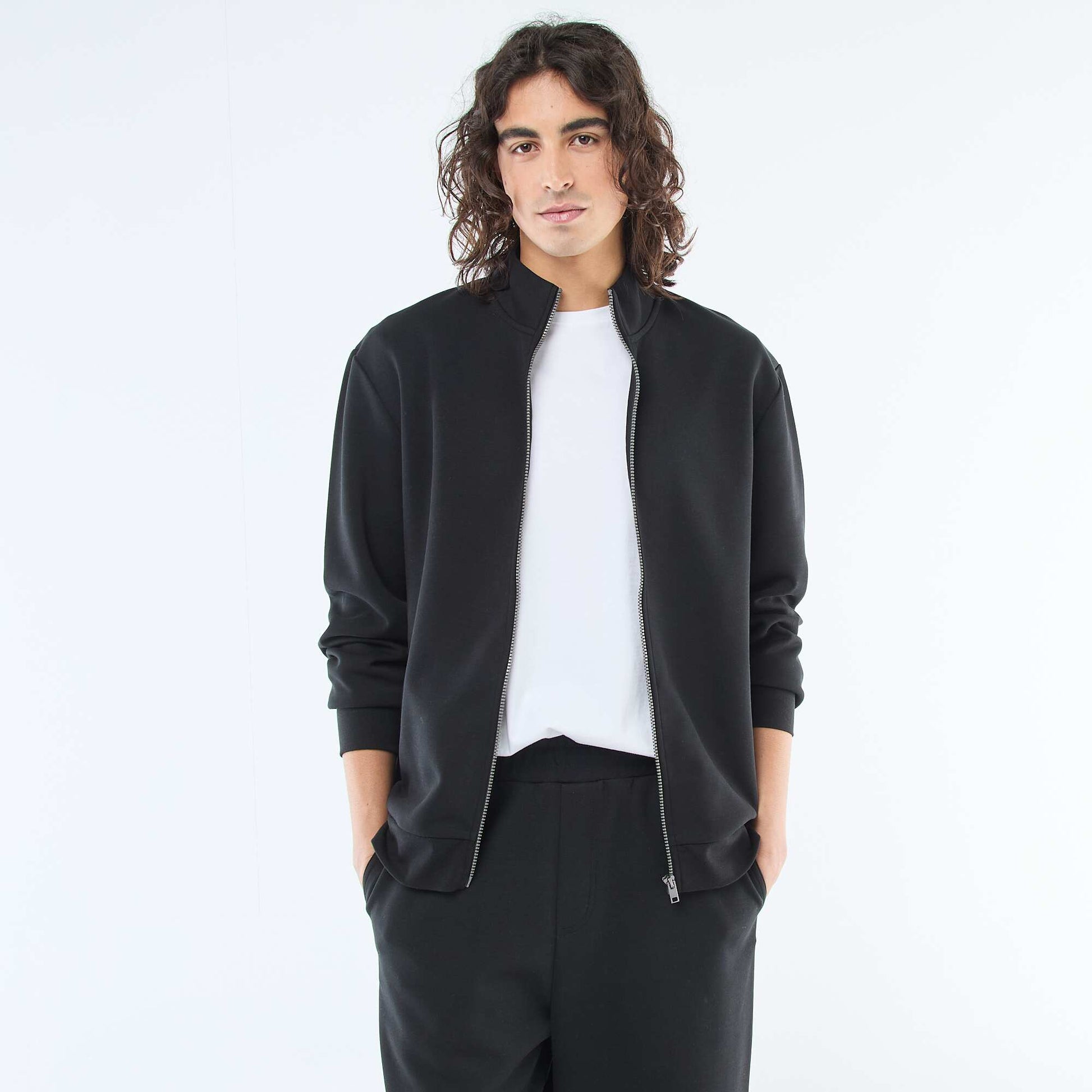 Sweat zippé col montant NOIR