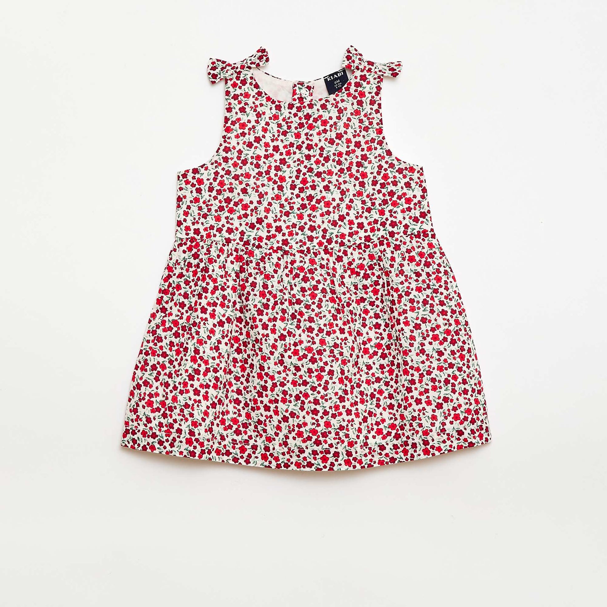 Robe coupe évasée sans manches ROUGE