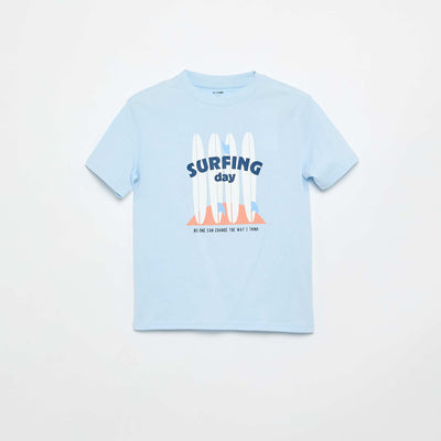 T-shirt à manches courtes imprimé BLEU