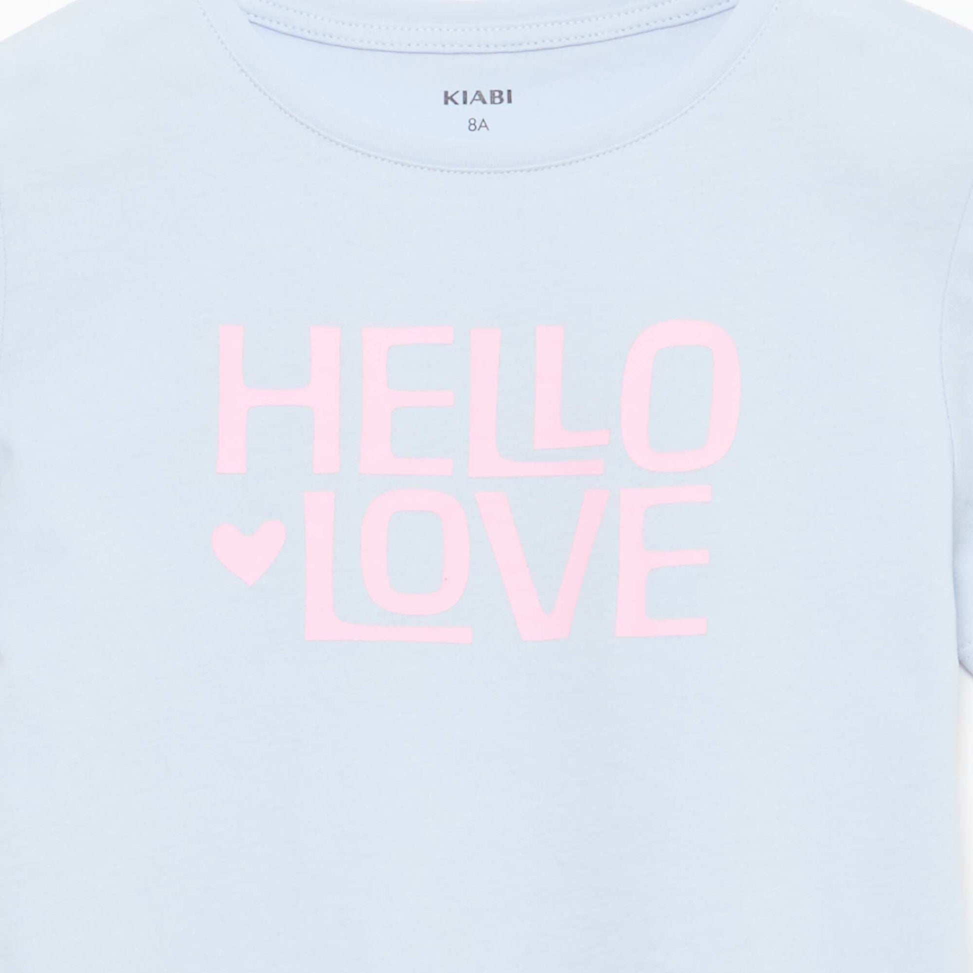 T-shirt imprimé message à manches courtes BLEU