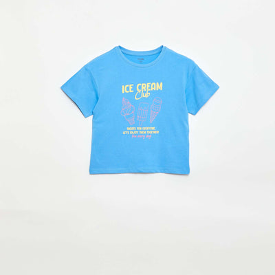 T-shirt imprimé fantaisie BLEU