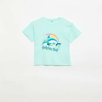 T-shirt imprimé fantaisie BLEU