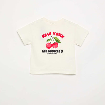 T-shirt imprimé fantaisie BLANC