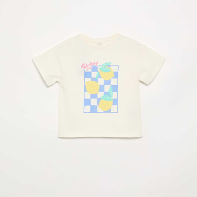 T-shirt imprimé fantaisie BLANC