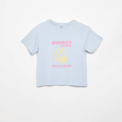 T-shirt imprimé fantaisie BLEU CIEL