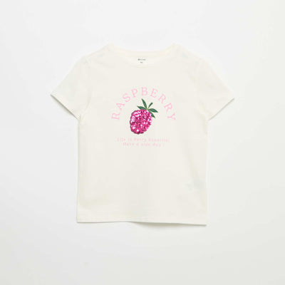 T-shirt à manches courtes avec animation BLANC
