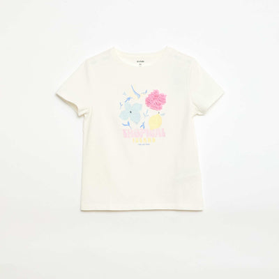 T-shirt à manches courtes avec animation BLANC