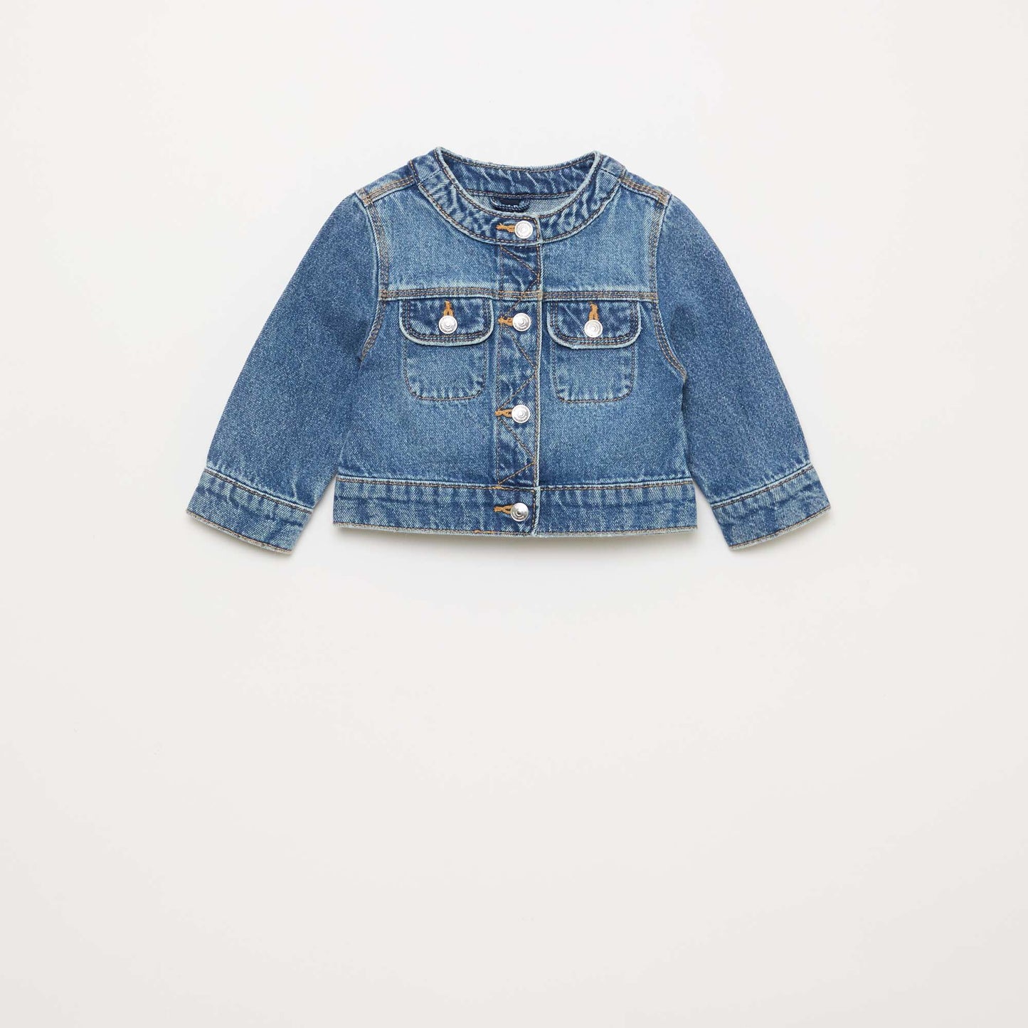 Veste en denim à col rond BLEU