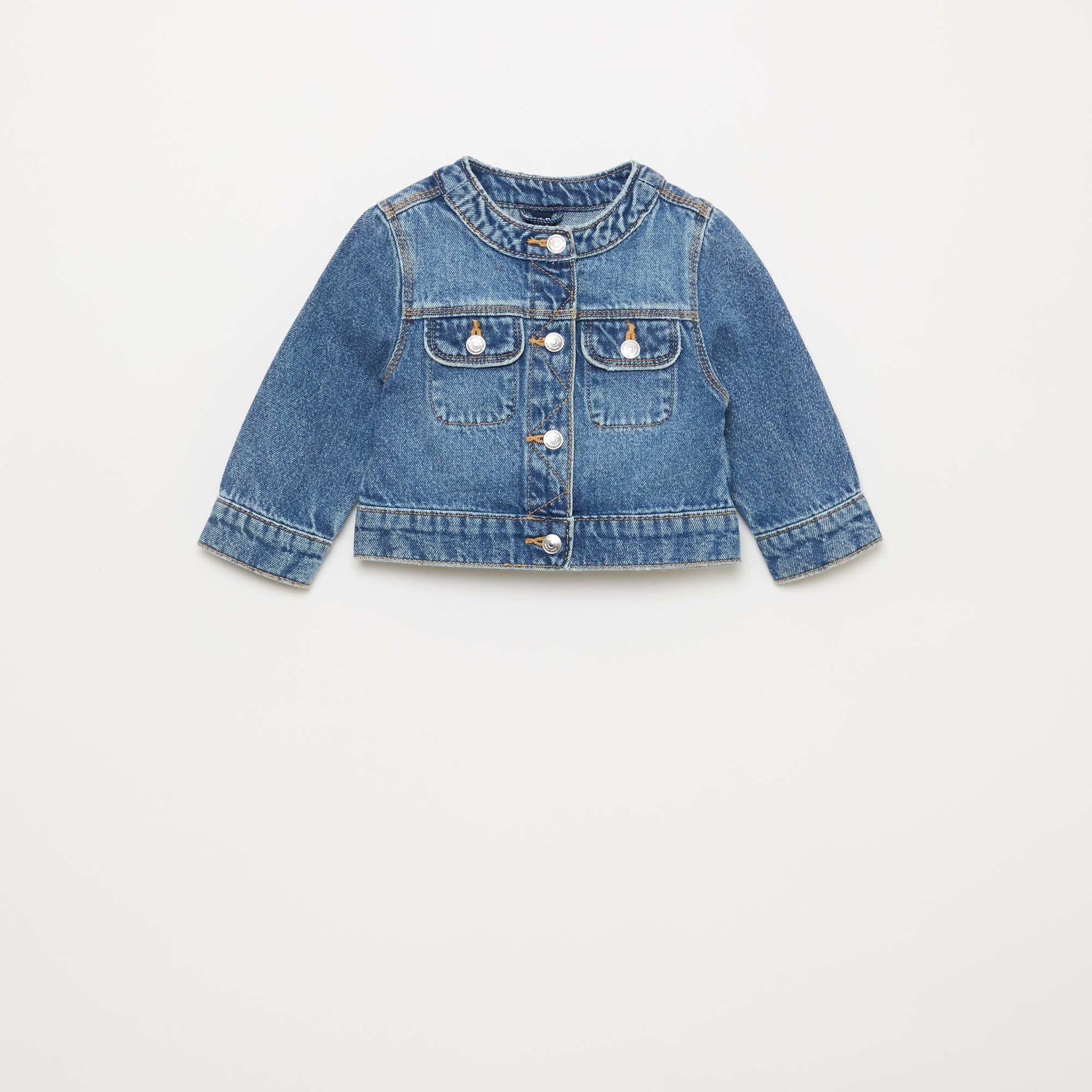 Veste en denim à col rond BLEU