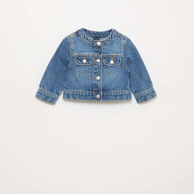 Veste en denim à col rond BLEU