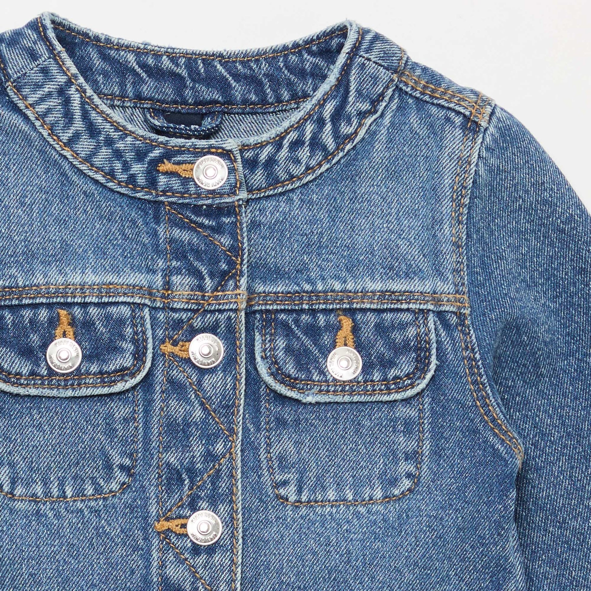 Veste en denim à col rond BLEU