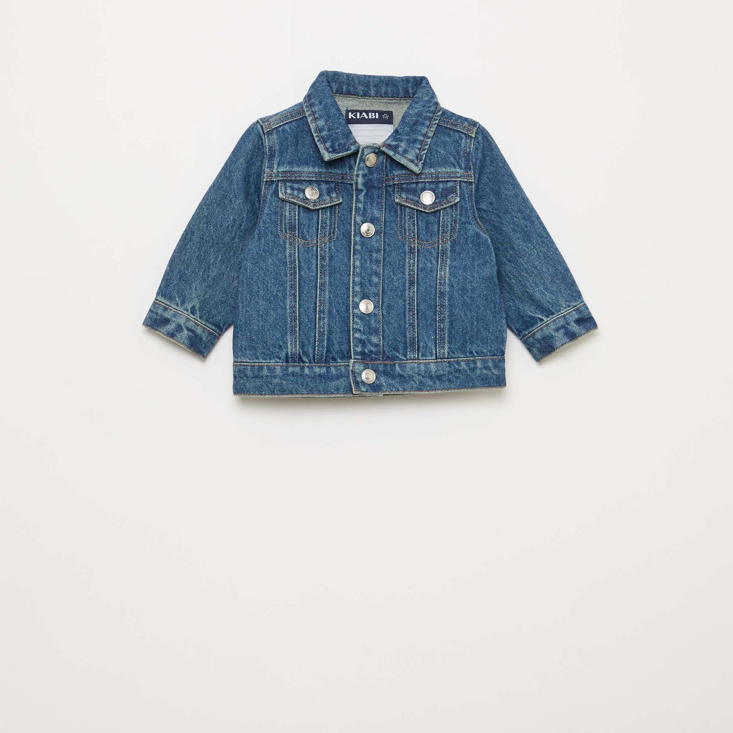 Veste en denim avec ouverture pressionnée BLEU