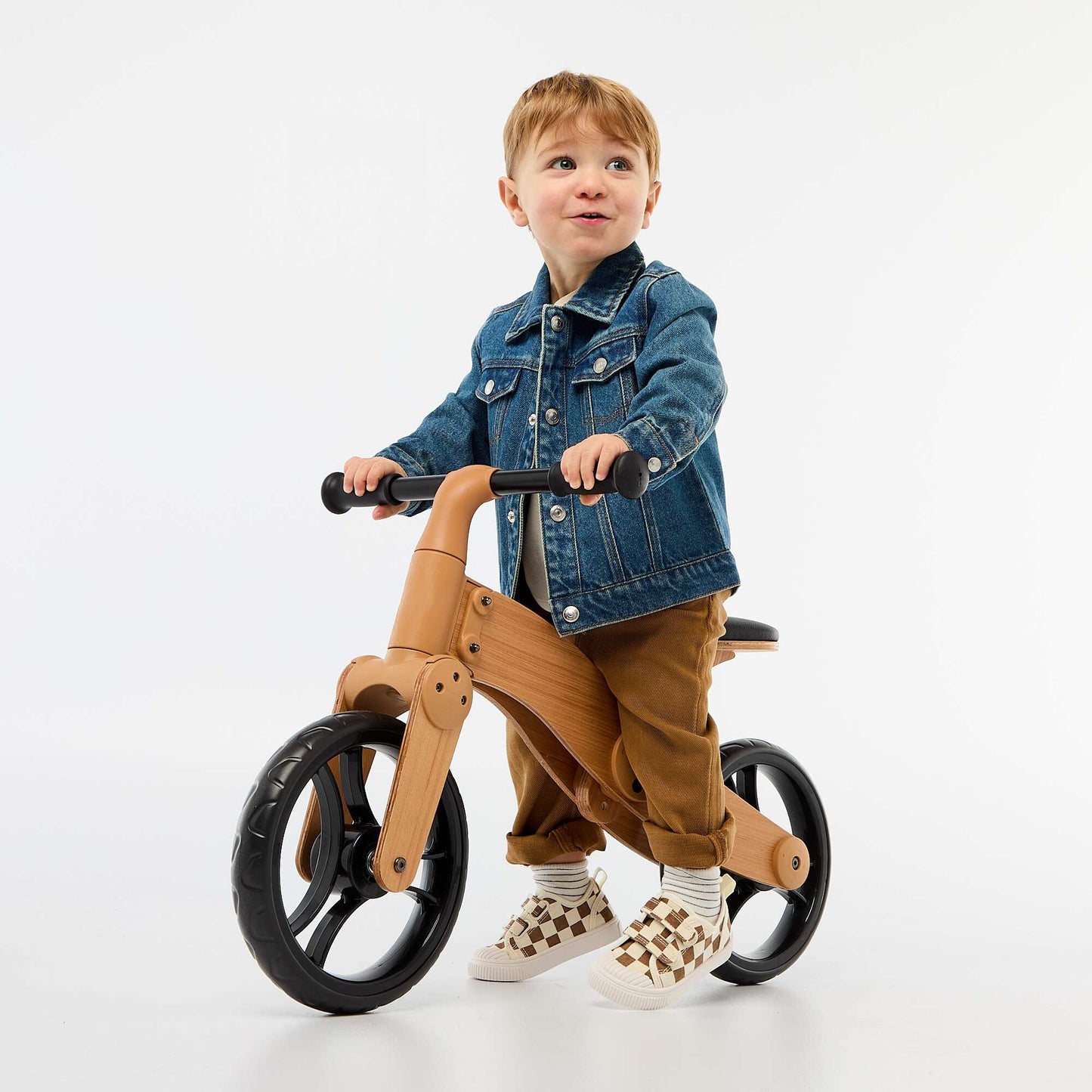 Veste en denim avec ouverture pressionnée BLEU