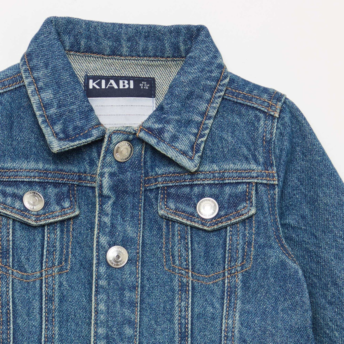 Veste en denim avec ouverture pressionnée BLEU