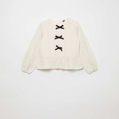 Top ajouré avec noeuds fantaisies BEIGE