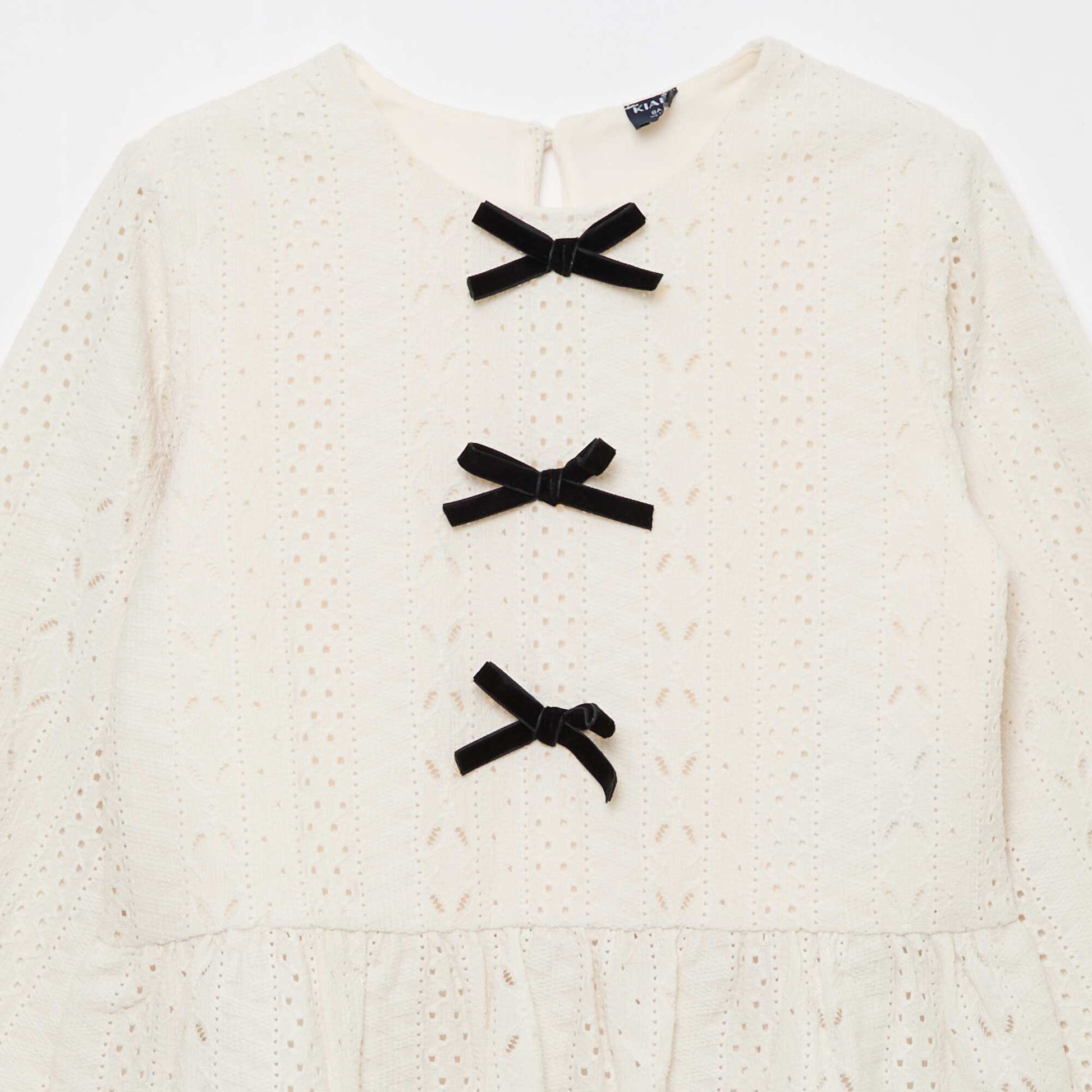 Top ajouré avec noeuds fantaisies BEIGE