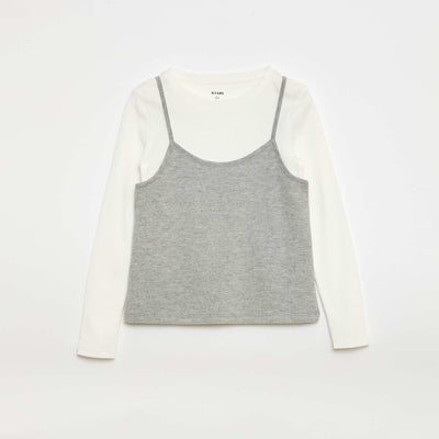 T-shirt effet 2-en-1 avec débardeur BLANC