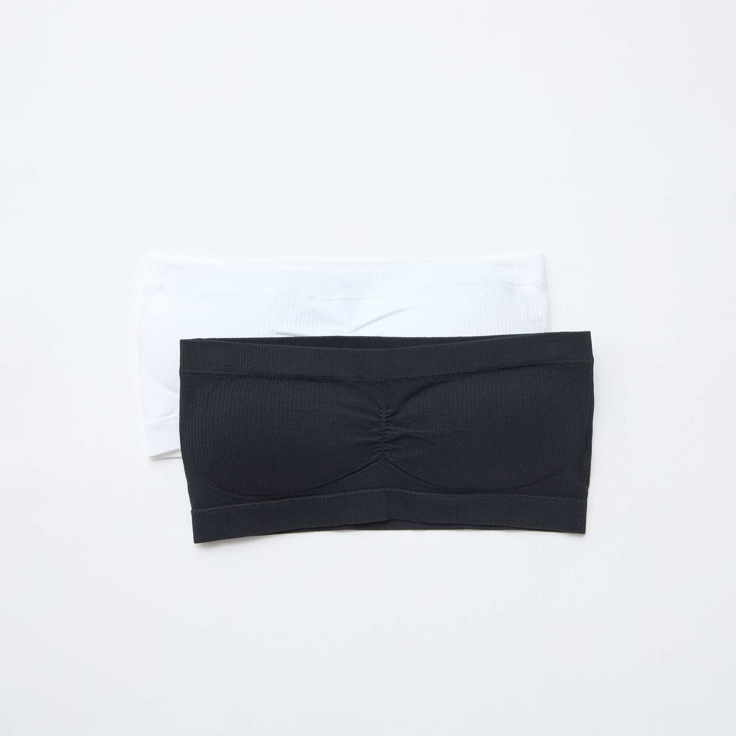 Lot de 2 bandeaux rib sans coutures BLANC/NOIR
