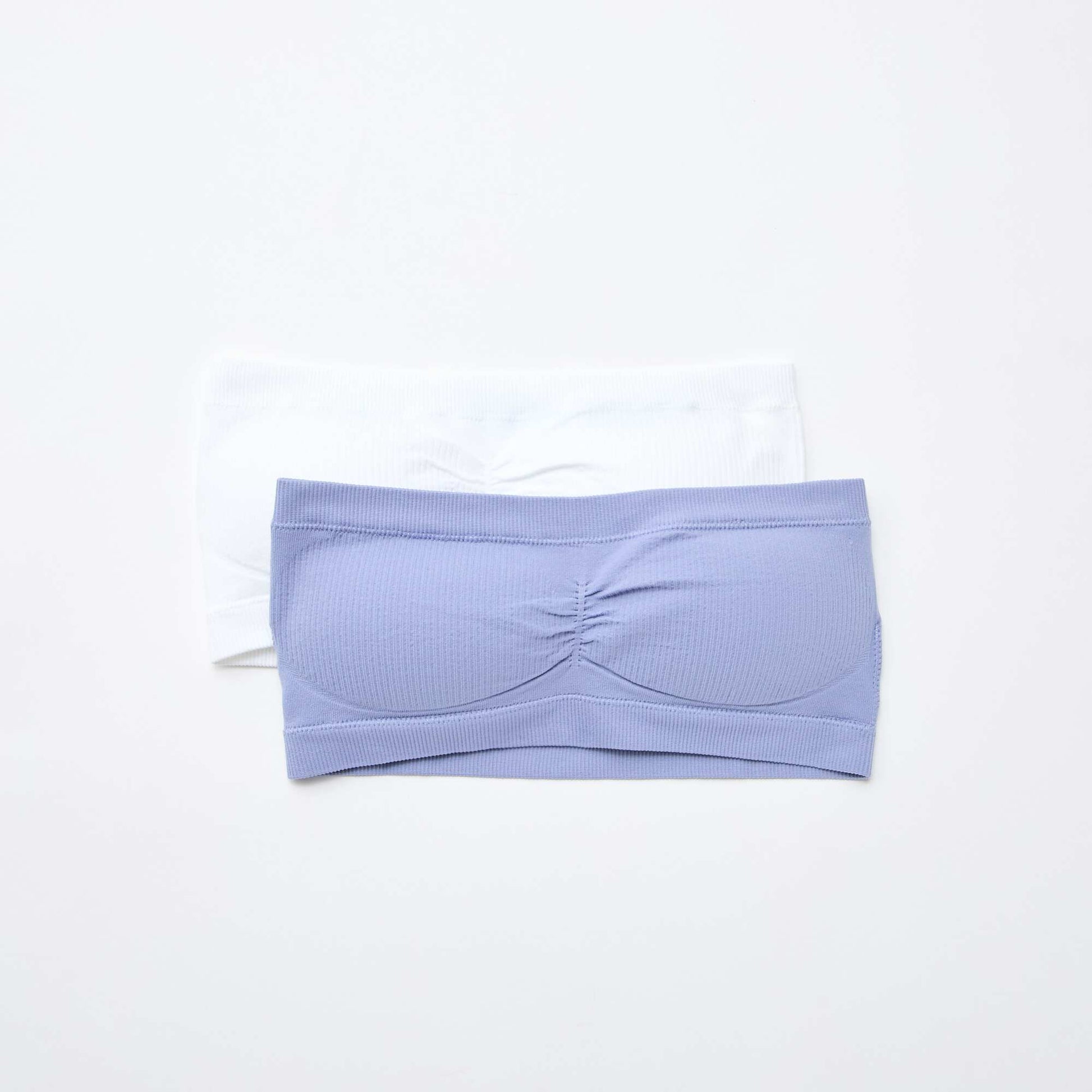 Lot de 2 bandeaux rib sans coutures BLEU/BLANC