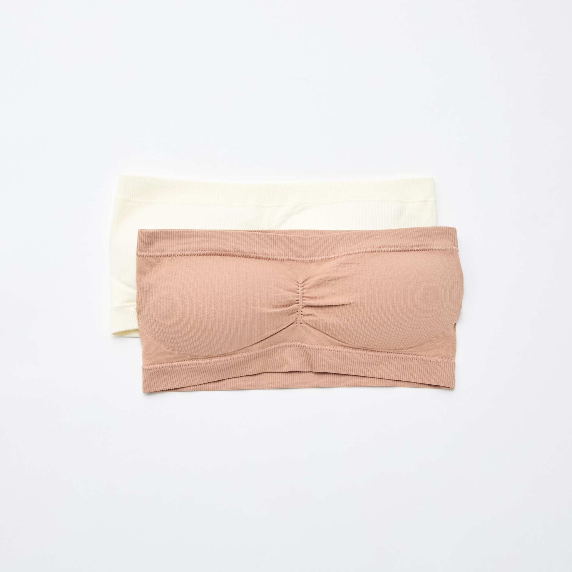 Lot de 2 bandeaux rib sans coutures CRèME/ROSE