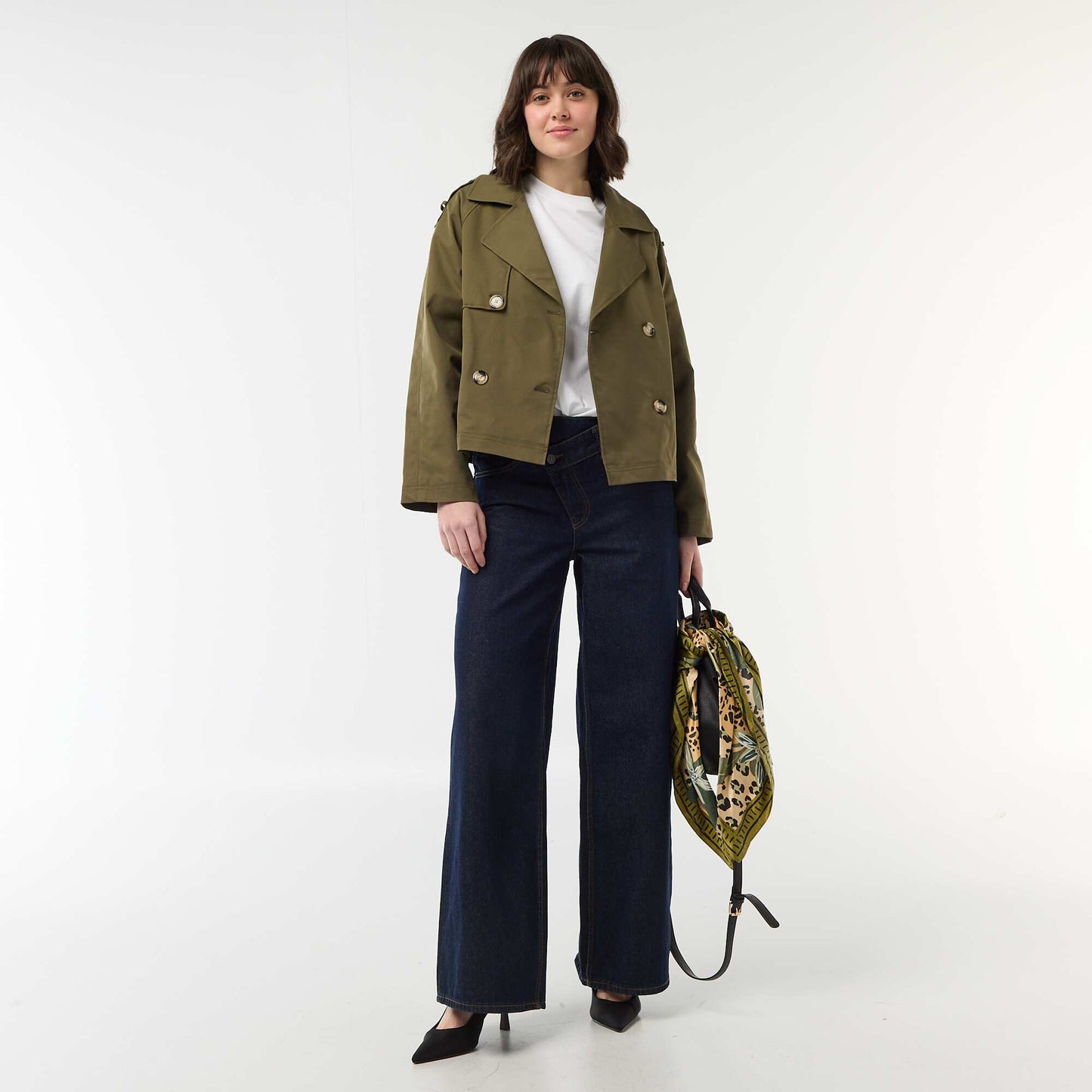 Trench court en coton KAKI