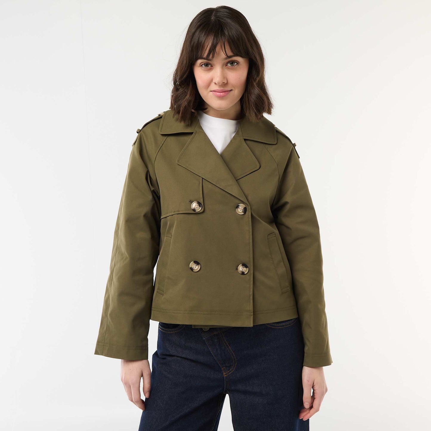 Trench court en coton KAKI