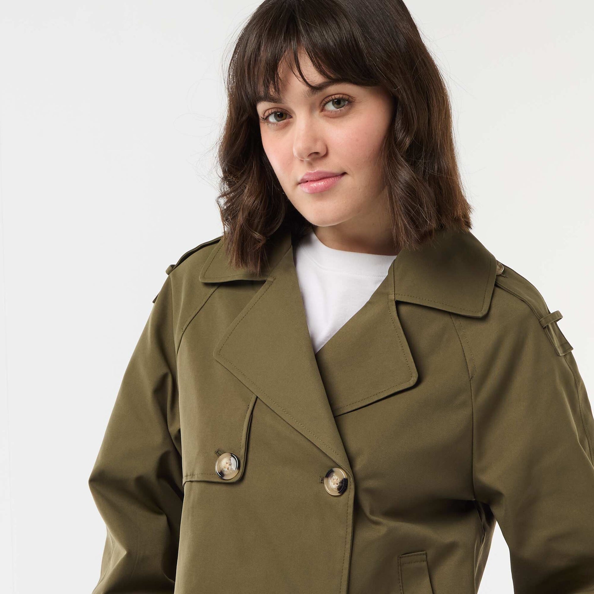 Trench court en coton KAKI