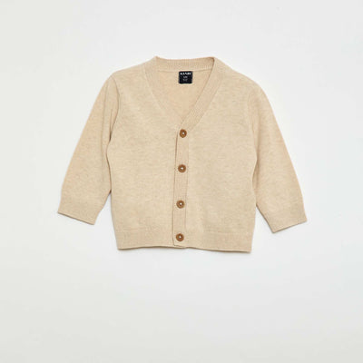 Gilet fine jauge col V BEIGE